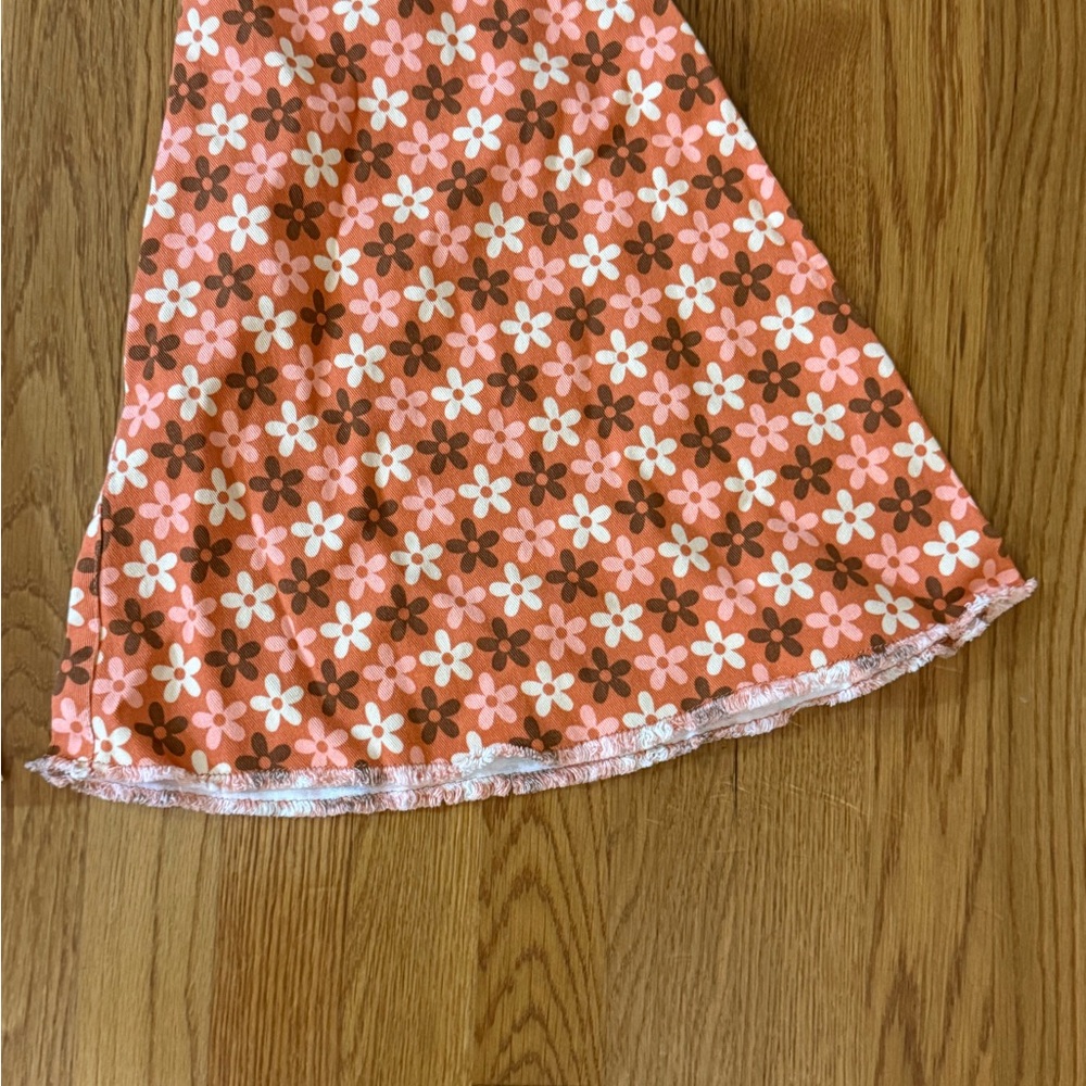 Peach Love California Floral Flare Pants - Orange and White - Picture 8 of 10